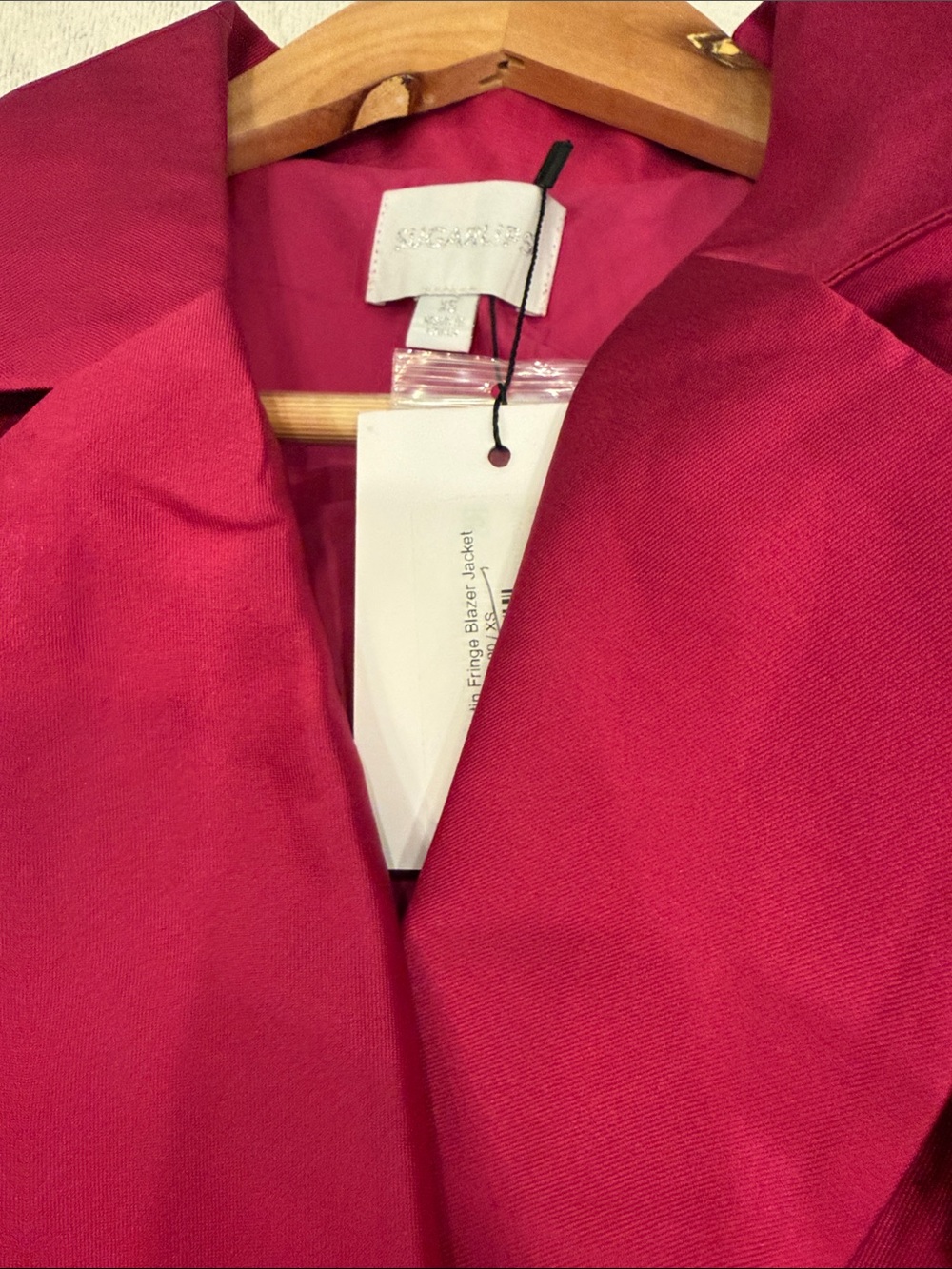 Sugarlips Fuchsia Fringe Satin Blazer - Picture 14 of 14